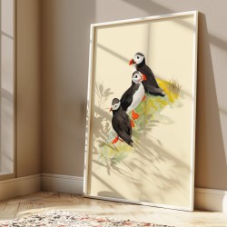 Puffin family | Art print | 30x40cm