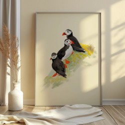 Puffin family | Art print | 30x40cm