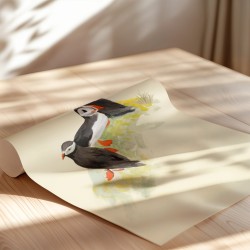 Puffin family | Art print | 30x40cm