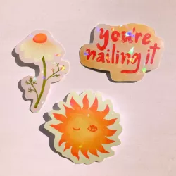 Holographic sun | Summer collection 2024 | glossy vinyl sticker