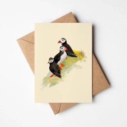 Puffin family | Greeting card with envelope