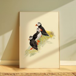 Puffin family | Art print | A4