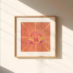 Pink moth | Art print 20x20cm