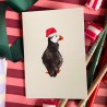 Puffin med nisselue | Julekort liten A7