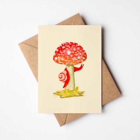 Snail mushroom| Greeting card with envelope