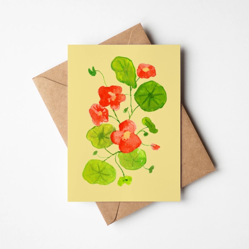Nasturtium| Greeting card with envelope