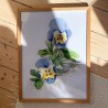 Stemorsblomst - Kunsttrykk i blått 30x40cm